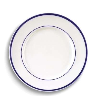 Brasserie Blue-Banded Porcelain Dinner Plates, Set of 4 - Image 0
