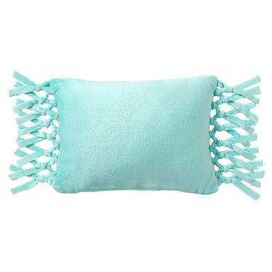 Bohemian Fringe Plush Pillow, 12"x16", Pool - Image 0