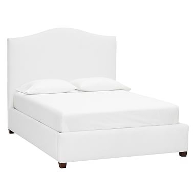 Raleigh Camelback Upholstered Bed, Twin, Linen Blend White - Image 0