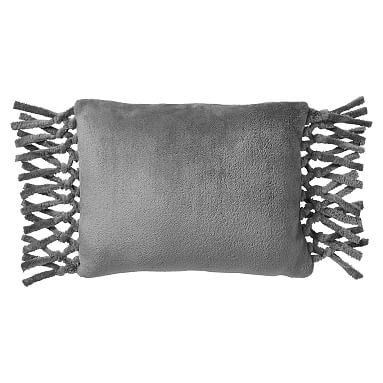 Bohemian Fringe Plush Pillow, 12x16, Gray - Image 0