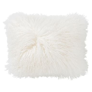 Mongolian Fur Pillow Cover, White, 16" x 12" - Image 0