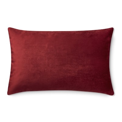 Velvet Lumbar Pillow Cover, 14" X 22", Red - Image 0