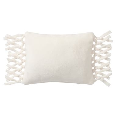 Bohemian Fringe Plush Pillow, 12"x16", Quartz Blush - Image 1