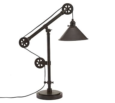 Warren Pulley Metal Task Table Lamp, Rustic Iron Finish - Image 0