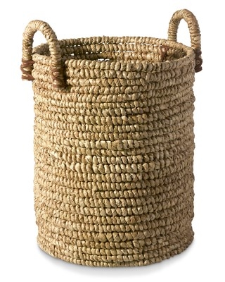 Woven Seagrass Basket with Leather, Large - Image 0