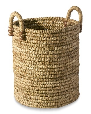 Woven Seagrass Basket with Leather, Small - Image 0