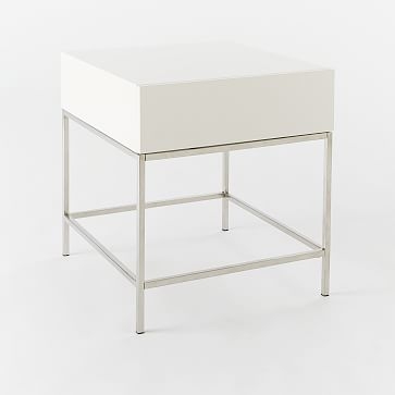 Storage Side Table, White Lacquer - Image 1