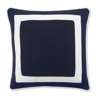 Sunbrella Outdoor Solid Pillow Cover with White Border, 20" X 20", Navy - Image 0