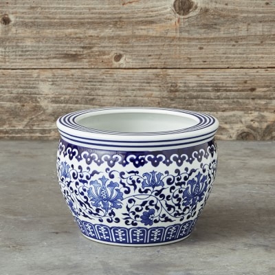 Blue & White Ceramic Planter, Small - Image 0