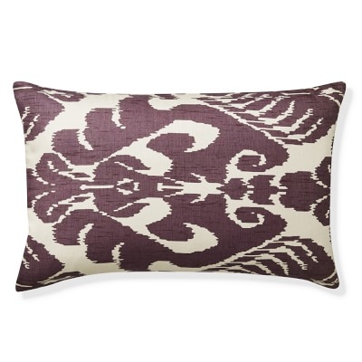 Silk Ikat Medallion Lumbar Pillow Cover, 14" X 22", Lilac - Image 1