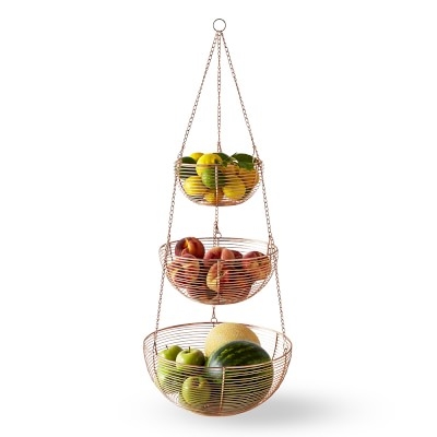 Copper Hanging Wire Fruit Basket, Tiered - Image 0