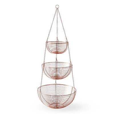 Copper Hanging Wire Fruit Basket, Tiered - Image 1