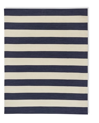 Patio Stripe Indoor/Outdoor Rug, 8x10', Dress Blue/Egret - Image 0