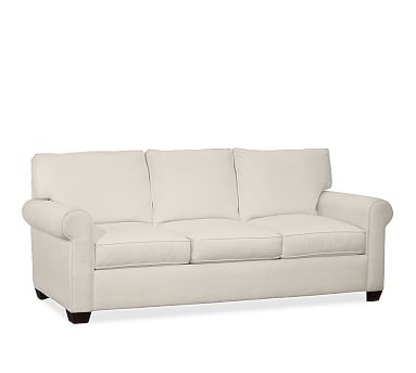 Buchanan Roll Arm Upholstered Sofa 87", Polyester Wrapped Cushions, Twill Cream - Image 0