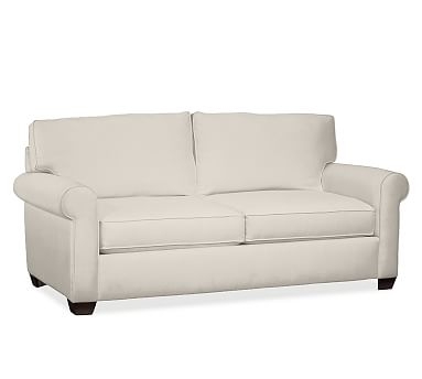 Buchanan Roll Arm Upholstered Love Seat 79", Polyester Wrapped Cushions, Twill Cream - Image 1