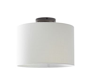 Linen Drum Shaded Flush Mount with Bronze Hardware, Small - Image 1