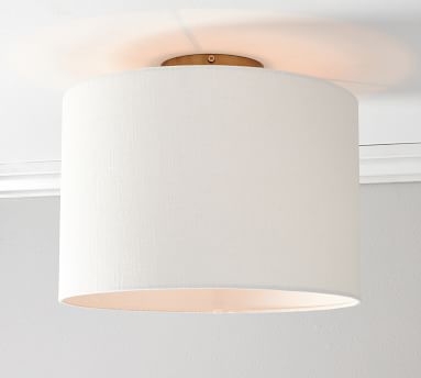 Linen Drum Shaded Flush Mount with Bronze Hardware, Small - Image 2
