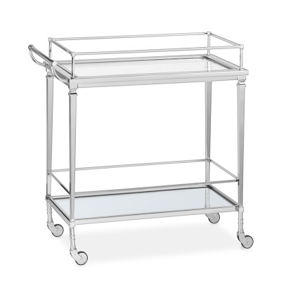 Cosmopolitan Bar Cart with Glass Top, Polished Nickel - Image 0