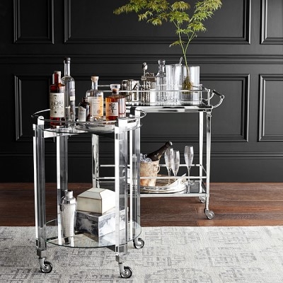 Cosmopolitan Bar Cart with Glass Top, Polished Nickel - Image 1