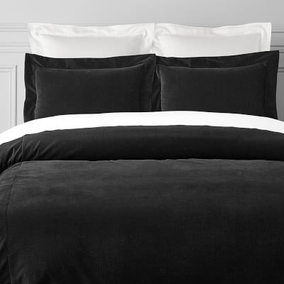 Classic Velvet Bedding, Duvet, Full/Queen, Black - Image 0
