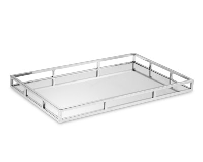 Glass Silver Mirrored Tray, Large - Image 0