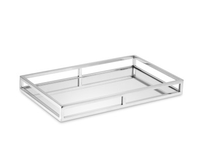 Glass Silver Mirrored Tray, Small - Image 0