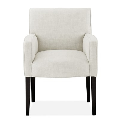 Fitzgerald Dining Chair, Arm, Ebony, Chunky Linen, White - Image 0