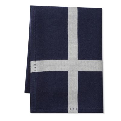 Cashmere & Wool Equestrian Throw, 50" X 70", Navy - Image 0