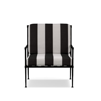 Bridgehampton Club Chair Outdoor Cushions, Piped, Sunbrella Performance Cabana, Black/White - Image 0