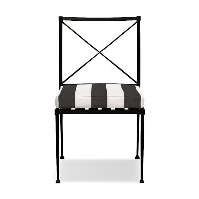 Bridgehampton Outdoor Dining Side Chair Cushions, Piped, Sunbrella Performance Cabana, Black/White - Image 0