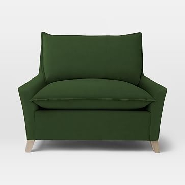 Bliss Down-Filled Chair-and-a-Half, Performance Velvet, Moss - Image 1