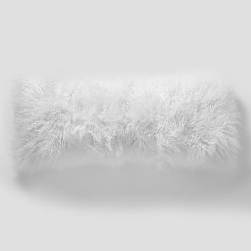 Mongolian Lamb Pillow Cover, 12" x 21' Stone White - Image 1