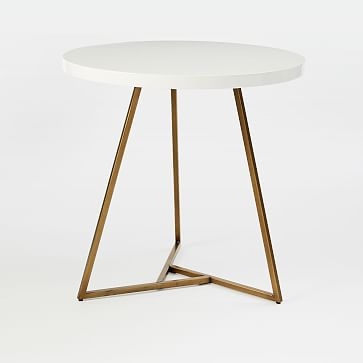 Lacquer Top Cafe Table, White/Antique Brass - Image 1