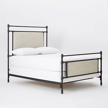 Rhodes Upholstered Bed, King, Linen Weave, Natural - Image 1