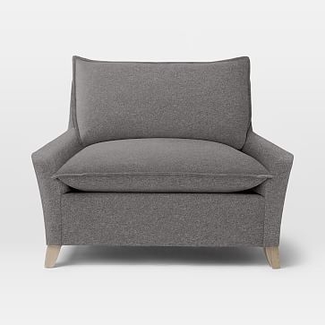 Bliss Down-Filled Chair-and-a-Half, Marled Microfiber, Heather Gray - Image 1