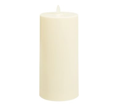 Premium Flickering Flameless Wax Pillar Candle, 4"x8" - Ivory - Image 1
