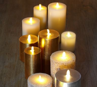 Premium Flickering Flameless Wax Pillar Candle, 4"x8" - Ivory - Image 2