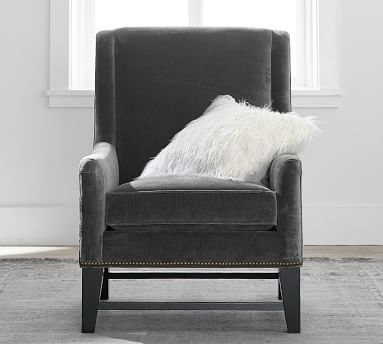 Berkeley Upholstered Armchair, Polyester Wrapped Cushions, Performance everydaylinen(TM) Oatmeal - Image 1