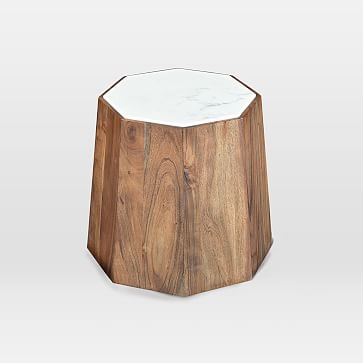 Marble + Wood Geo Side Table - Image 1