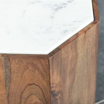 Marble + Wood Geo Side Table - Image 2