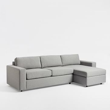 Urban Set 1, Left Arm 2 Seater Sofa, Right Arm Chaise, Heathered Crosshatch, Feather Gray - Image 1