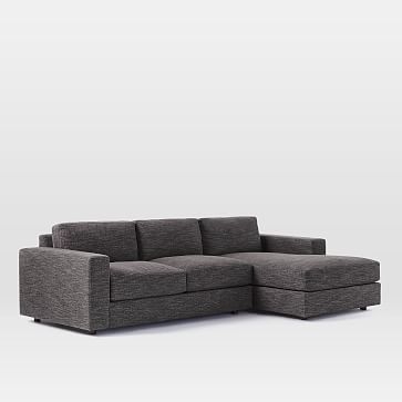 Urban Set 1: Left 2 Seater Sofa , Right Chaise, Poly, Pewter, Chenille Tweed - Image 0