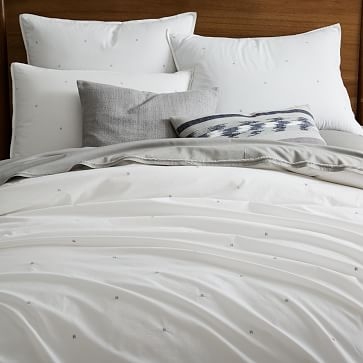 Organic Washed Cotton Duvet Cover, Full/Queen, Stone White - Image 1