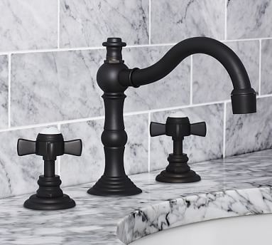 Antique Bronze Langford Cross Handle Widespread Bathroom Faucet - Image 0