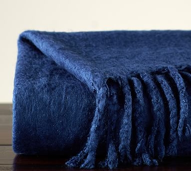 Solid Faux Mohair Oversized Throw, 55 x 80", Twilight - Image 0
