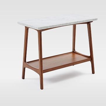Reeve Side Table Long Narrow, Marble/Walnut - Image 1