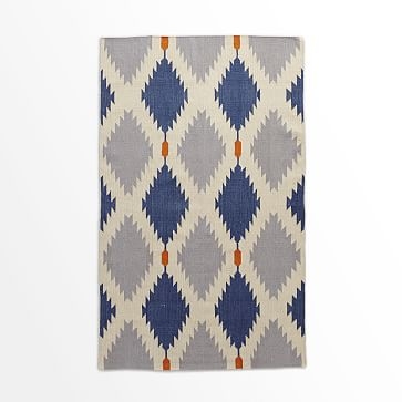 Phoenix Wool Dhurrie Rug, Regal Blue, 5'x8' - Image 1