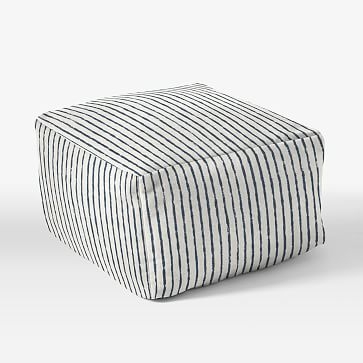 Pouf Collection 22" Cover, Painted Stripe, Regal Blue - Image 1