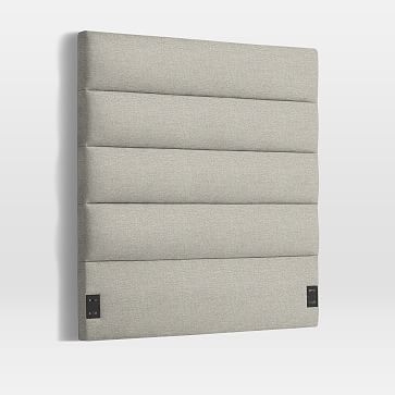 Panel Tufted Headboard, Queen, Twill, Stone - Image 1