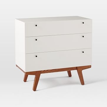 Modern 3-Drawer Dresser, White Lacquer - Image 1